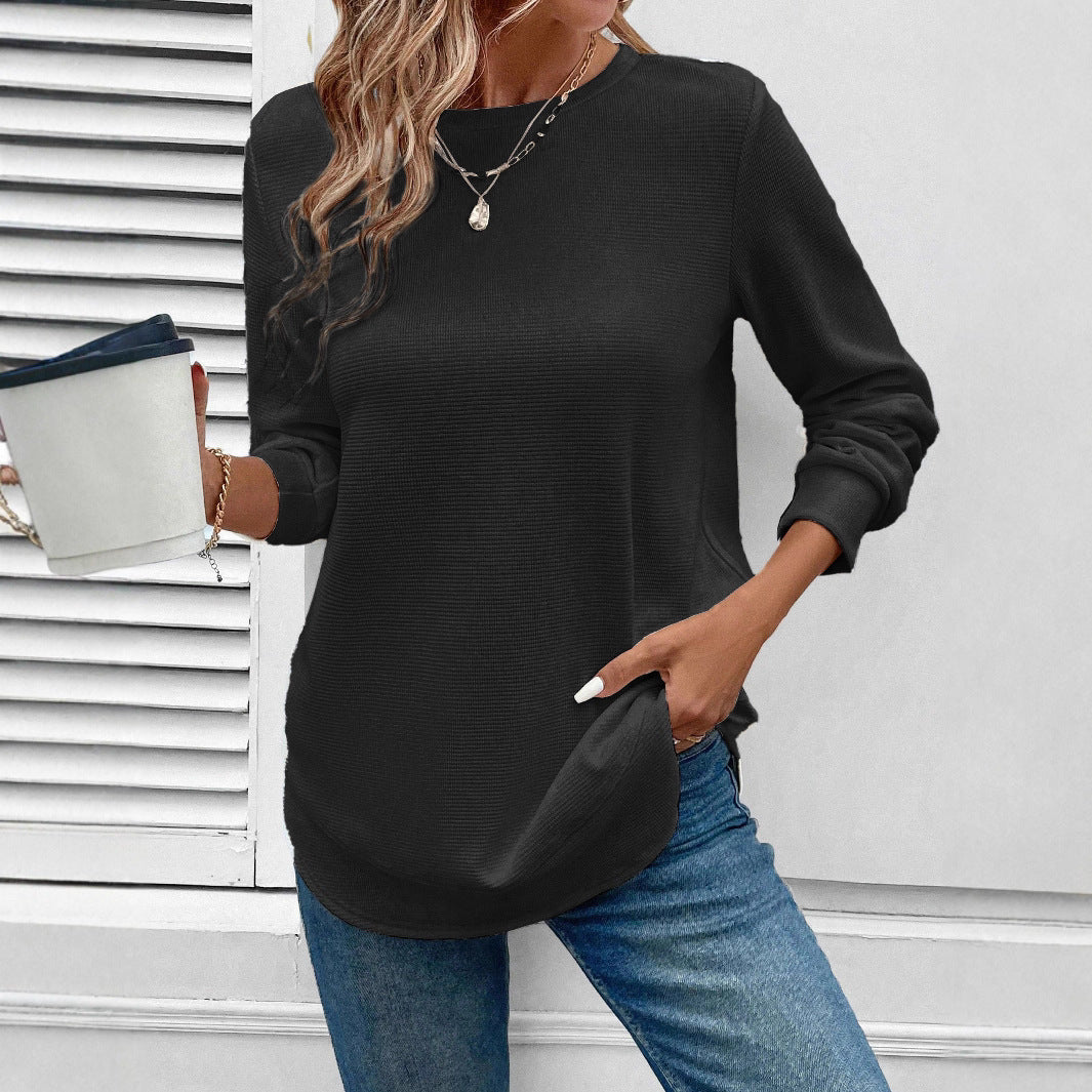 Women's Solid Color Round Neck Loose Stylish Sweatshirt