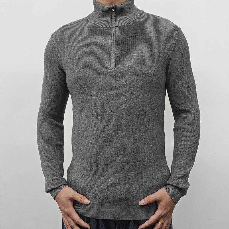 Men's American-style Half-turtleneck Zipper Sweater