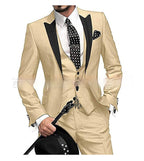 Black Collar Color Blocked Three Piece Set