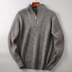 Soft Knit Fabric Men's Half-zip Sweater Solid Color Youth Knitwear