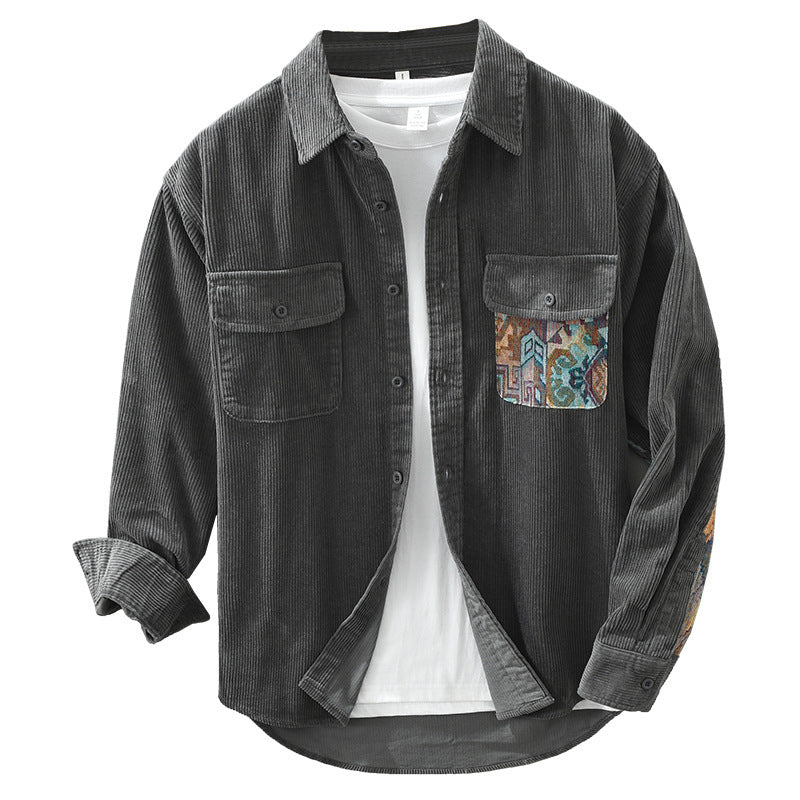 Japanese Vintage Long Sleeve Shirt Men's Fashion