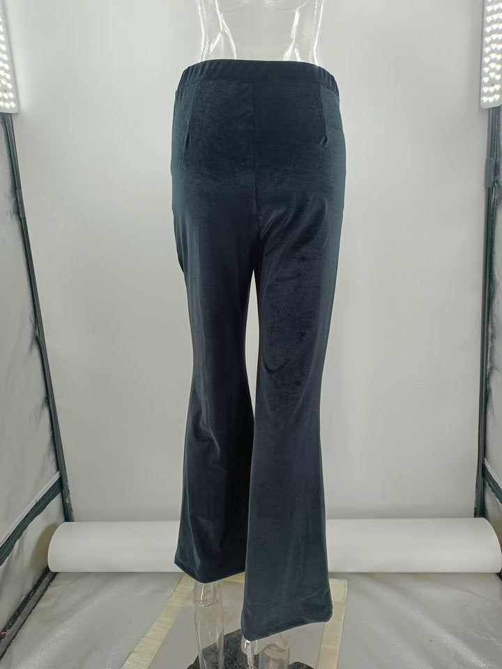 Autumn And Winter Women's Gold Velvet High Waist Casual Pants