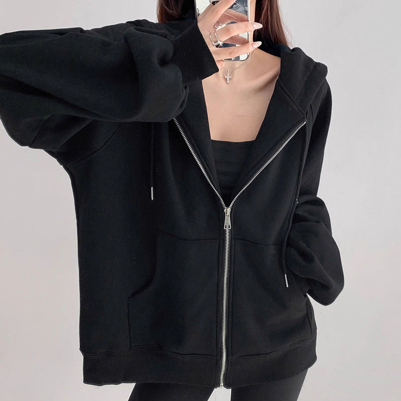 Women's Hooded Cardigan Loose-fitting Casual Pullover Coat