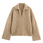 POLO Collar Soft And Versatile Design Sense Sweater For Women