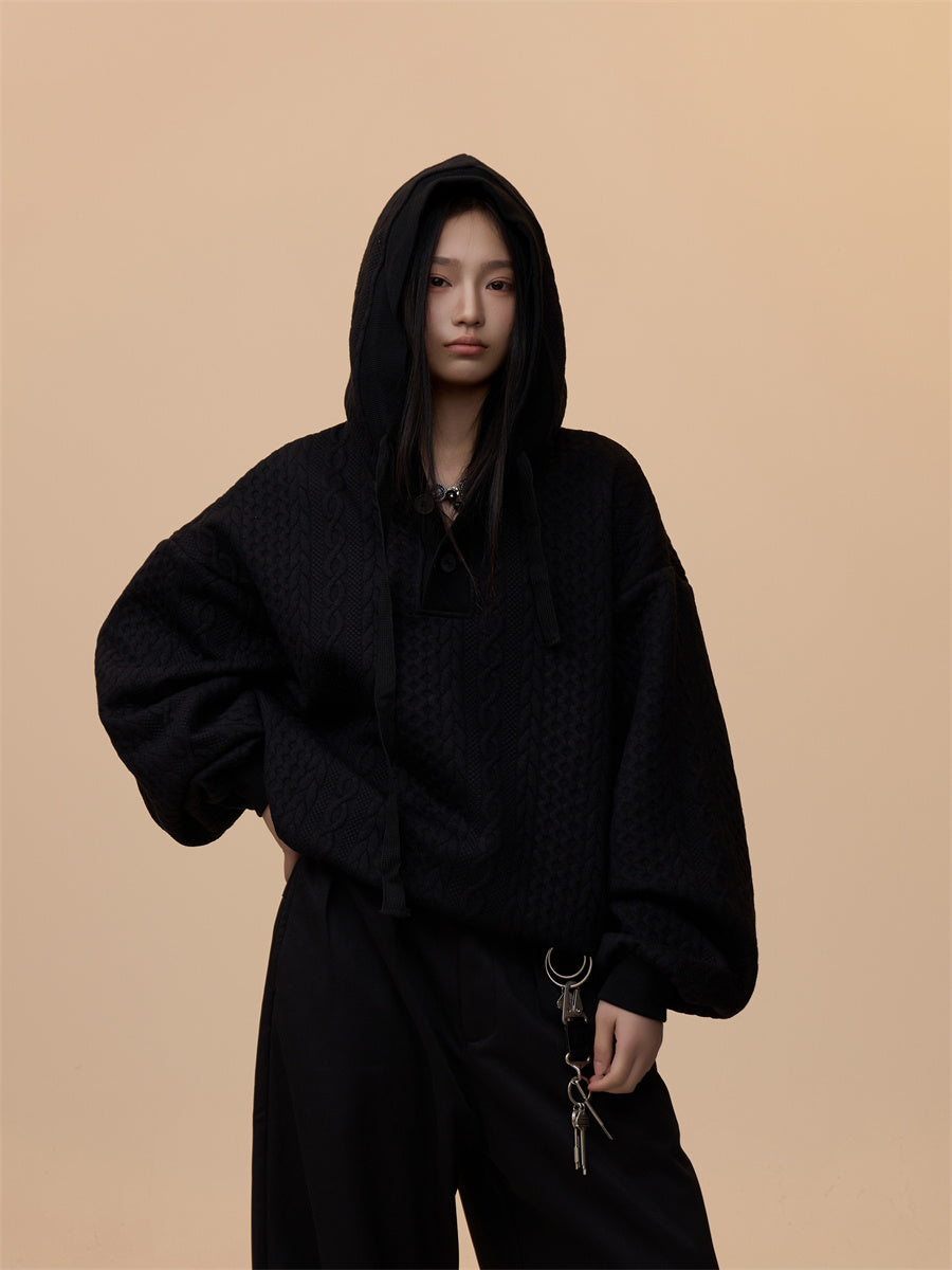 Retro Lazy Twist College Style Hooded Sweater