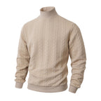 Knitted Solid Color Men's Fashion Jacquard High Collar Warm Sweater