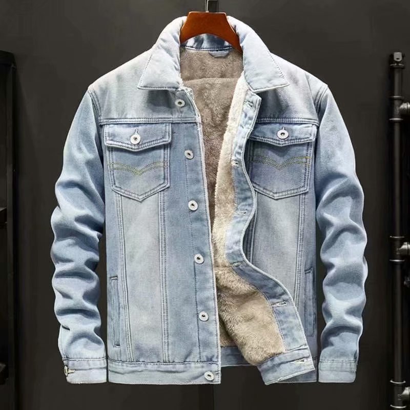 Men's Denim Jacket Autumn Loose Trendy Warm Workwear Top