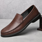 Loafers Men's First Layer Cowhide Embossed Business Leisure Slip On