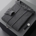 Men's Solid Color Loose Knitted Hooded Long Sleeve Base Sweater