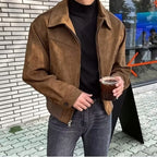 Short Flight Jacket Men's Loose Lapels Zipper