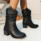 Fashion Western Denim Style Retro Cloth Cover Fashion Boots Women