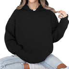 Loose Hooded Multi-color Sweater For Women