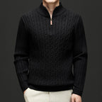 Men's Woolen Half Zipper Thick Casual Long-sleeved Sweater