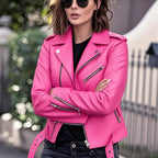 Women's Short Women's Leather Jacket Coat Jacket Pu