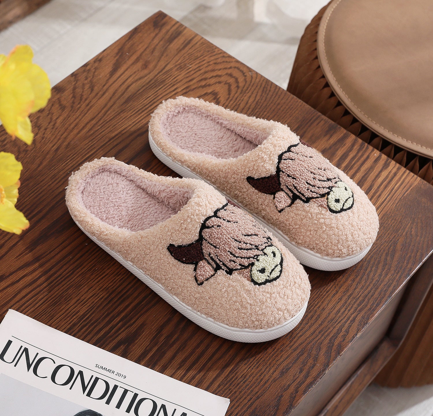 Cotton Slippers Women's Home Winter Animal Embroidery Warm
