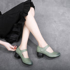 Velcro Low-cut Plus Size 43 Genuine Leather Women's Pumps