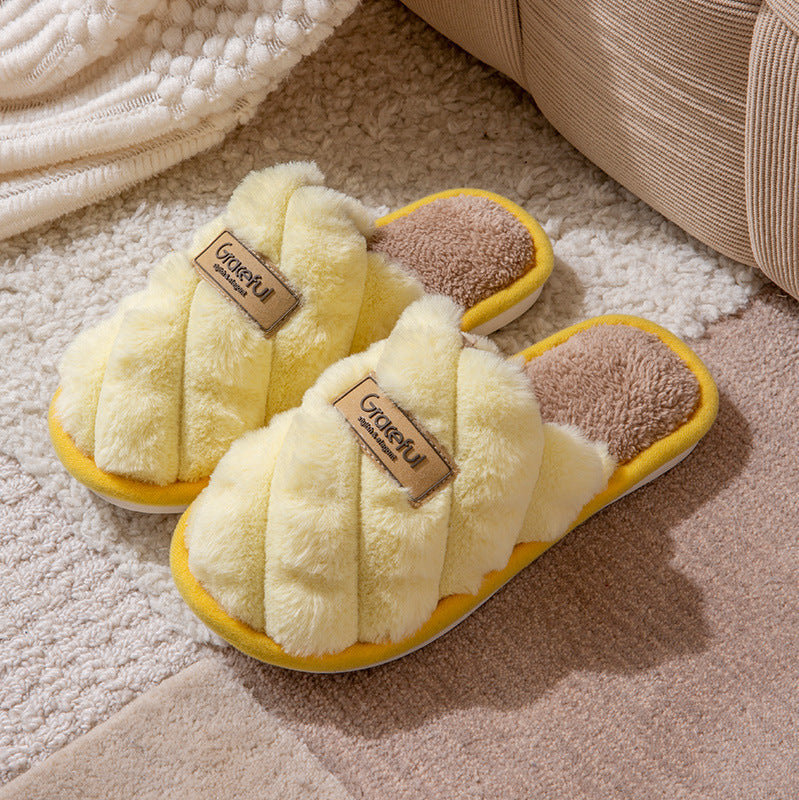 New Simple Thick Bottom Interior Home Non-slip Plush Warm Cotton Slippers