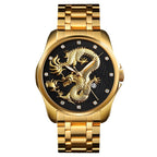 Chinese Fashion Dragon Totem Embossed Stainless Steel Strap Men