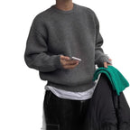 Men's Long Sleeve Casual British Round Neck Pullover Knitted Sweater