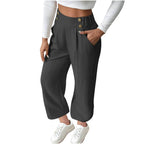 Draping Mop Casual Pants High Waist