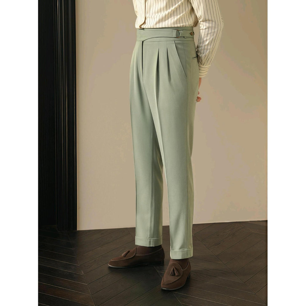 British Retro Business Casual Paris Buckle Suit Pants Men