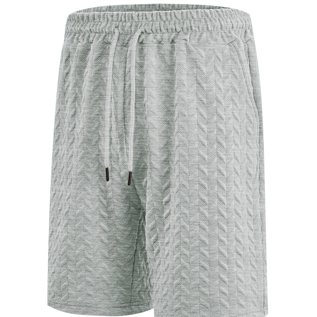 Men's Loose Solid Jacquard Drawstring Casual Beach Pants