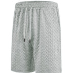 Men's Loose Solid Jacquard Drawstring Casual Beach Pants