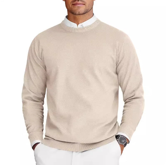 New Men's Round Neck Sweater Long Sleeve Knit