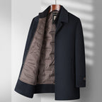 Men's Mid-Long Wool Double-Faced Overcoat With Detachable Down Inner Lining Windbreaker