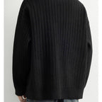 Half Zipper Sweater Loose Pullover Texture Knitted Men