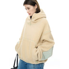 Casual Wind-proof Cap Lamb Wool Sweatshirt Thick Warm Profile Top