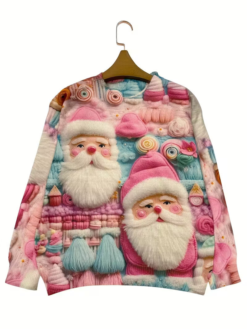 Women's Pullover Christmas Pattern Round Neck Sweatshirt