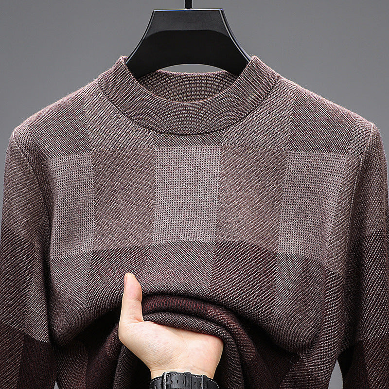 Men's Knitting Sweater Middle-aged Pullover Crew Neck Casual Bottoming Shirt