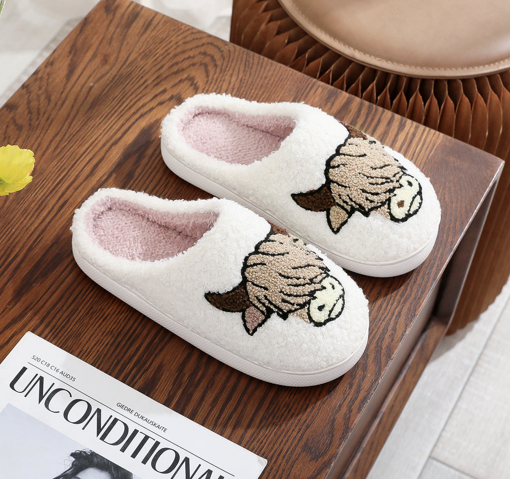 Cotton Slippers Women's Home Winter Animal Embroidery Warm