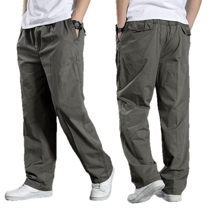 Men's Overalls Cotton Loose Casual Pants Straight Trousers