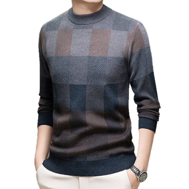 Men's Knitting Sweater Middle-aged Pullover Crew Neck Casual Bottoming Shirt