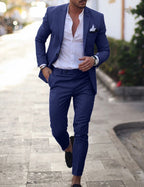 Men's Suit Solid Color Two-piece Suit