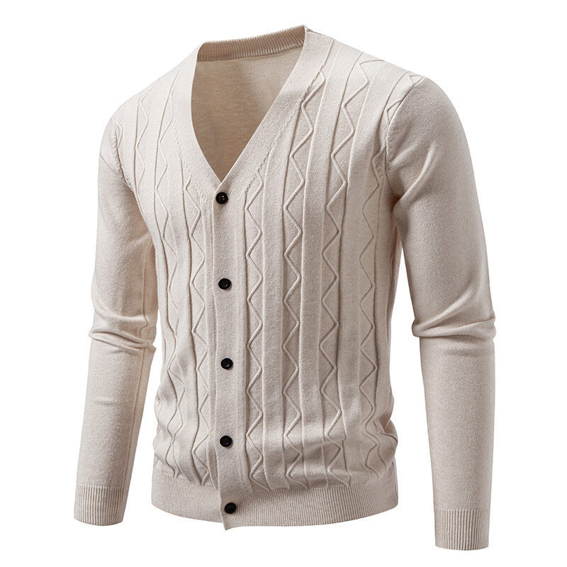 Men's Brocade Sweater Korean Style Trendy Casual Loose And Handsome V-neck Knitted Cardigan Coat