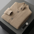 Men's Cashmere Cardigan Stand Collar Simple Urban Outerwear