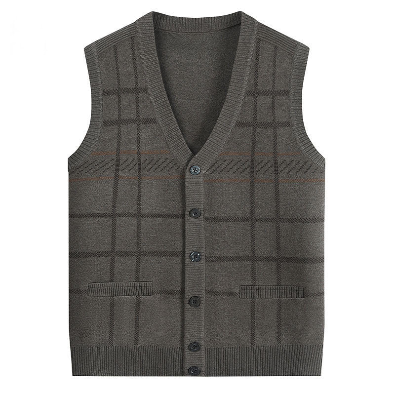 Knitted Cardigan Thickened Men's Waistcoat Vest For The Elderly