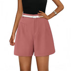 Elastic High Waist Wide Leg Casual Shorts