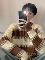 Striped Contrast Color Sweater Japanese-style Retro
