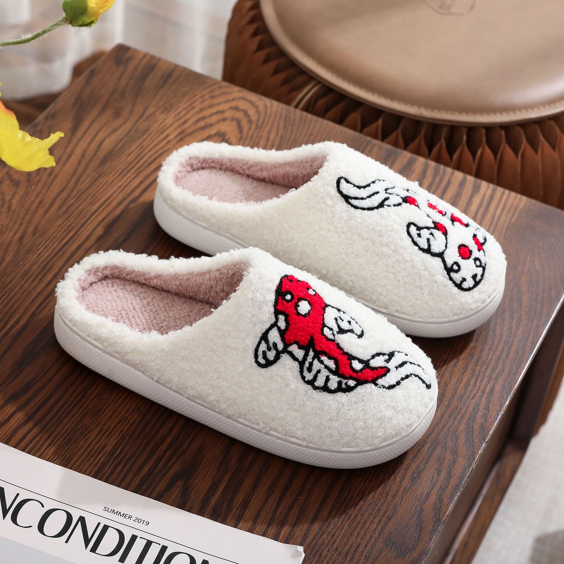 Cotton Slippers Women's Home Winter Animal Embroidery Warm