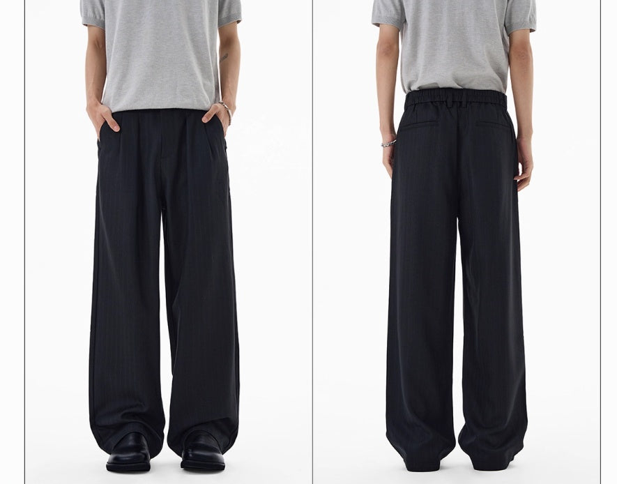 Striped Texture Casual Pants Old Money Style Suit Pants