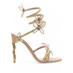 Snake Butterfly Rhinestone Flower Stiletto Heel Roman Sandals