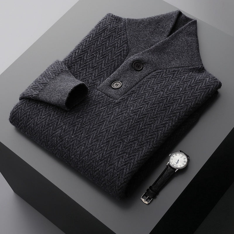 Winter Men's Pure Cashmere Lapel Sweater