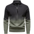 Men's British Gradient Collar Zipper Sweater