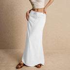 Women's Solid Color Drawstring Elastic Waist Skirt