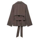 Fashion Design Lapel Belt Wind-breaker Coat