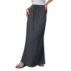 Women's Solid Color Drawstring Elastic Waist Skirt
